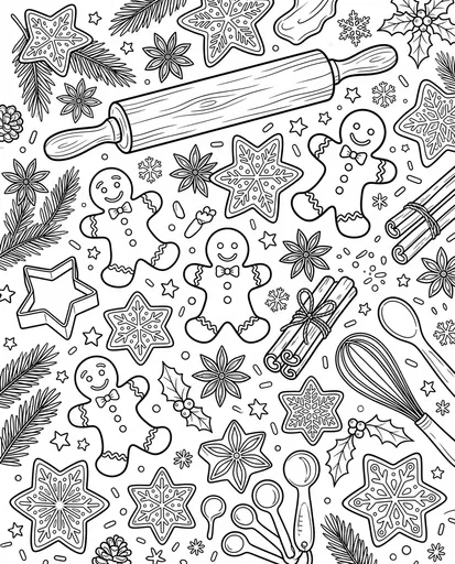 Christmas Holiday Baking Coloring Page