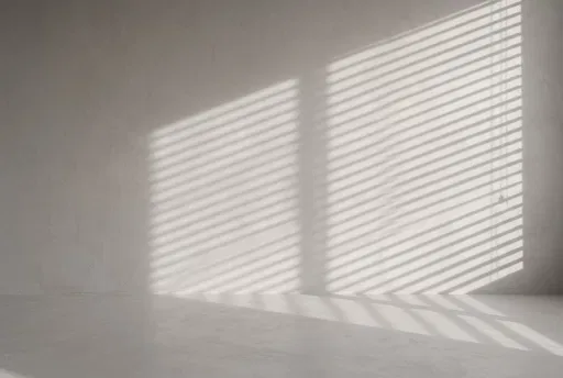 Minimalist Plaster Room with Venetian Blind Shadows