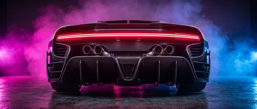 Exotic Hypercar Rear in Neon Haze