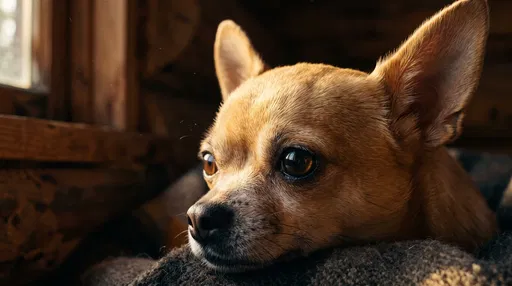 Golden Chihuahua Resting by Cabin Window