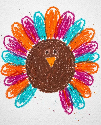 Colorful Oil Pastel Turkey Drawing