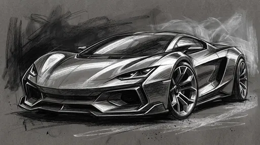 Charcoal Sketch of Futuristic Hypercar