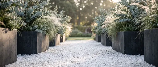 Modern White Gravel Garden Pathway