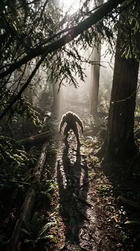 Backlit Werewolf on Muddy Forest Trail