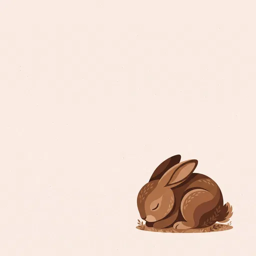Sleeping Brown Bunny Flat Illustration