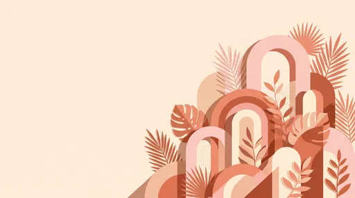 Mid-Century Geometric Arches and Botanical Background
