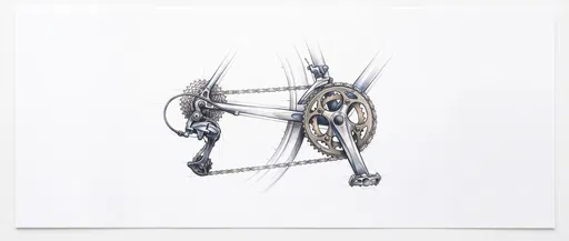 Colored Pencil Bicycle Drivetrain Illustration