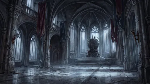 Dark Gothic Fantasy Throne Room Illustration