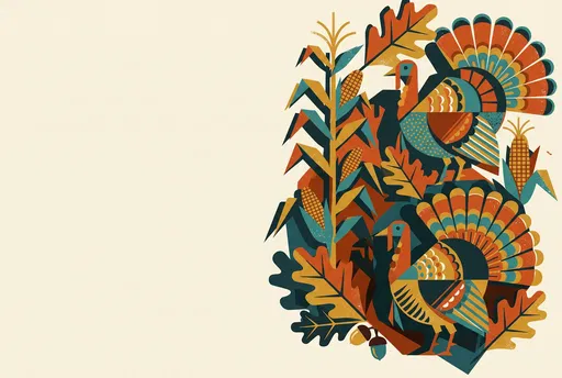 Mid-Century Geometric Thanksgiving Turkeys Background