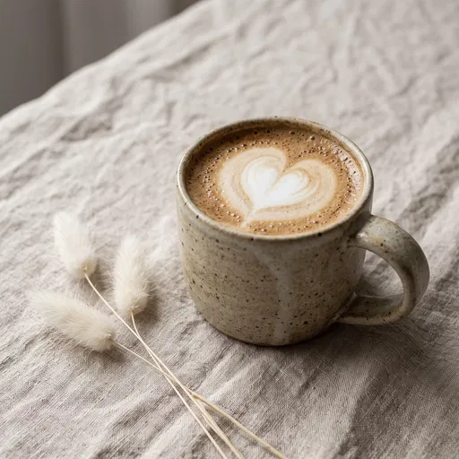 Ceramic Mug With Heart Latte Art