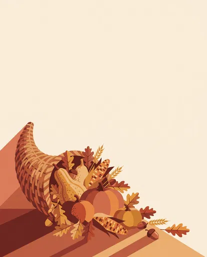 Flat Illustration of Autumn Cornucopia