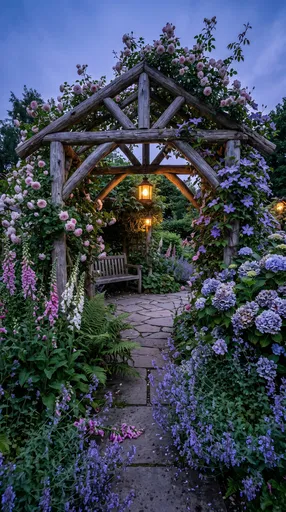 Rustic Floral Garden Archway at Twilight