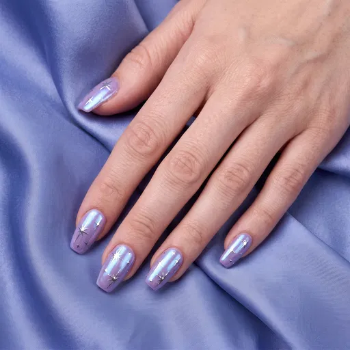 Iridescent Purple Chrome Nails on Silk