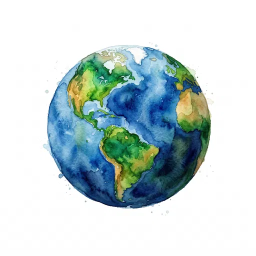 Watercolor Planet Earth Globe Illustration
