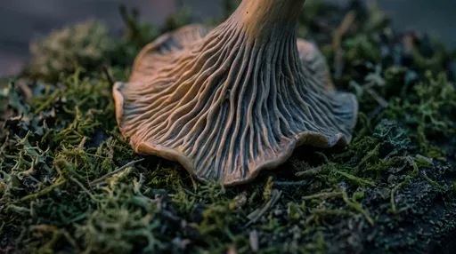Overturned Chanterelle Gills on Moss