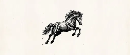 Woodcut Illustration of a Leaping Stallion