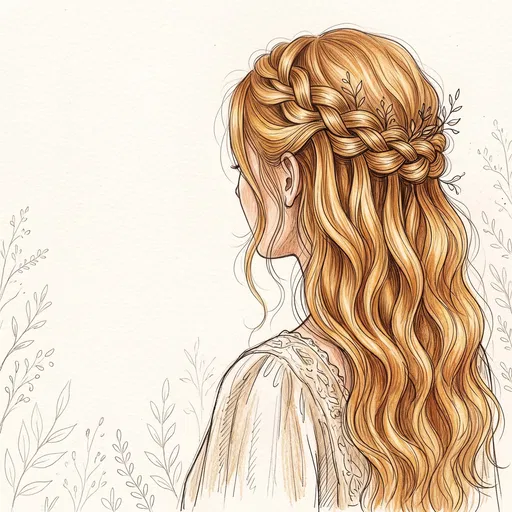 Golden Blonde Waterfall Braid Illustration