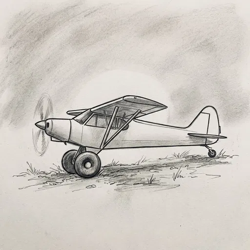 Graphite Pencil Sketch of Bush Plane