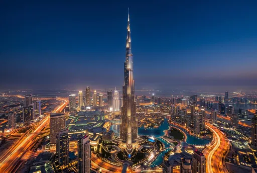 Burj Khalifa Cityscape at Blue Hour