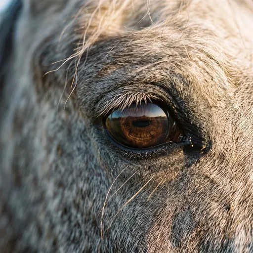 Macro Close-Up of Grey Horse Eye