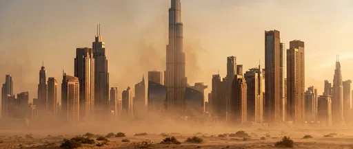 Dubai Skyline in Golden Desert Haze