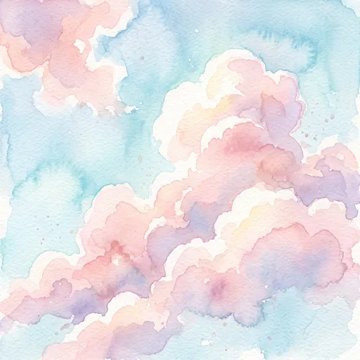 Pastel Pink and Blue Watercolor Clouds