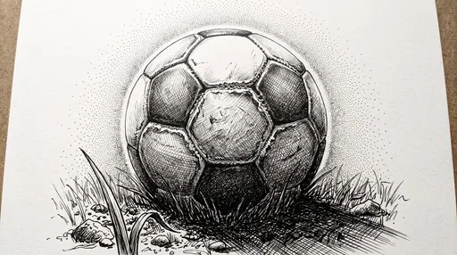 Pen and Ink Soccer Ball Drawing