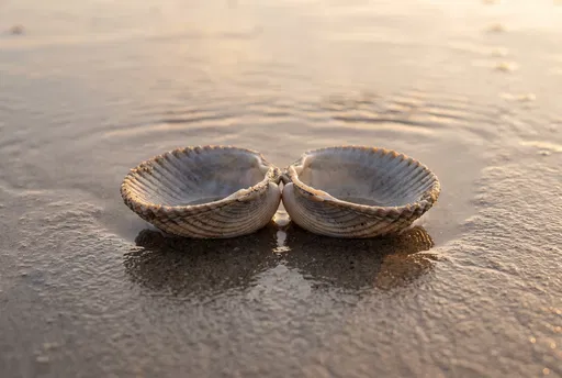 Open Cockle Shell on Wet Sand