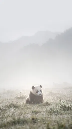 Panda Cub in Misty Mountain Meadow
