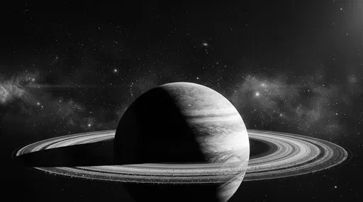 Monochrome Ringed Gas Giant in Space