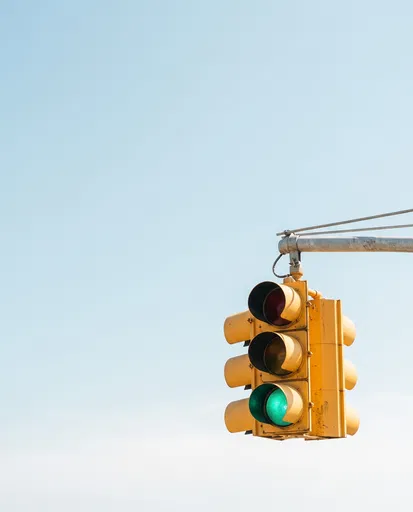 Yellow Traffic Light With Green Signal