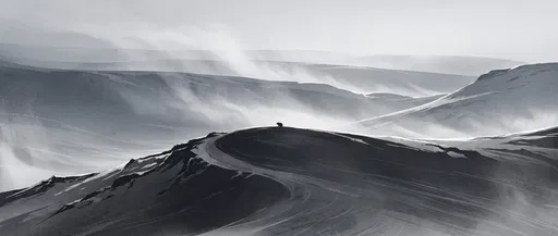 Solitary Silhouette on Monochrome Arctic Ridge
