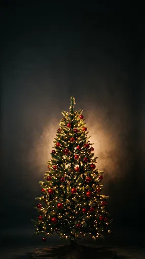 Glowing Christmas Tree on Dark Background