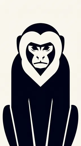 Minimalist Geometric Capuchin Monkey Illustration