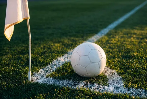 White Soccer Ball at Field Corner