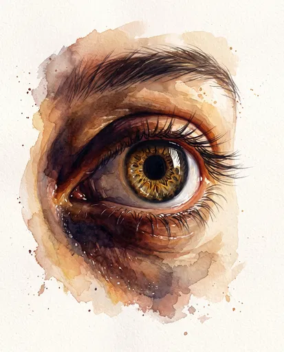 Watercolor Painting of Hazel Human Eye