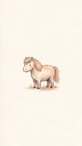 Pastel Pony Illustration on Cream Paper