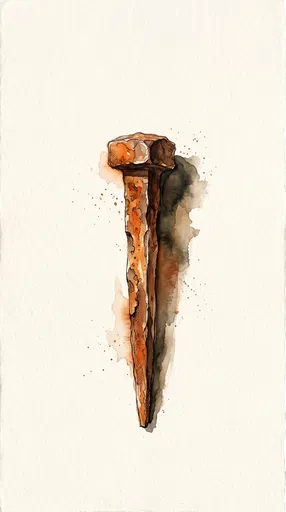 Watercolor Illustration of Rusted Iron Spike