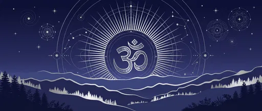 Celestial Silver Om Over Indigo Mountains