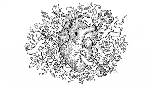 Ornate Anatomical Heart Coloring Page