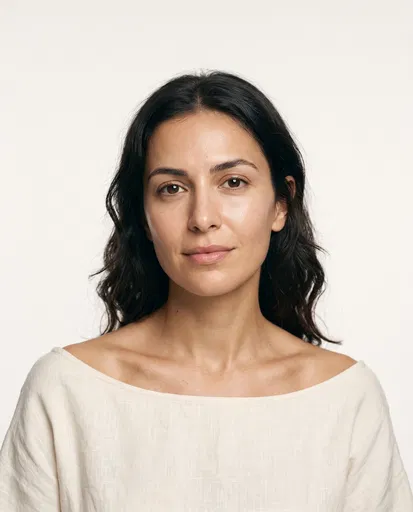 Natural Studio Portrait of Mediterranean Woman