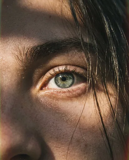 Sunlit Close-Up of Gray-Green Eye