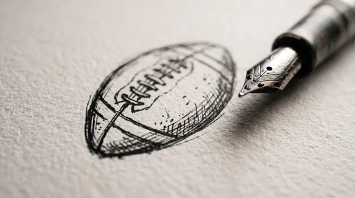 Fountain Pen Beside Ink Football Sketch