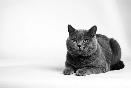 Monochrome British Shorthair Cat Studio Portrait