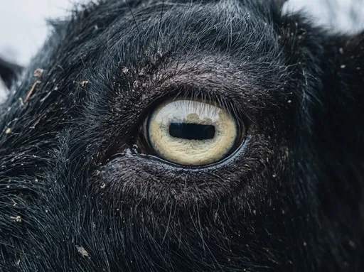 Close-Up of Black Goat Eye