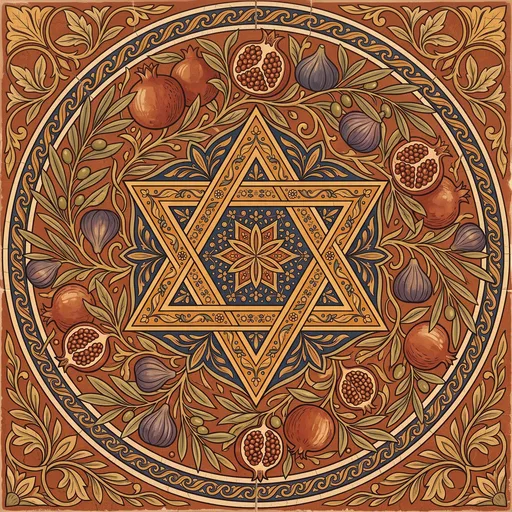 Ornate Star of David Botanical Medallion