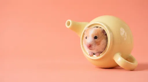 Cute Hamster Inside Yellow Teapot