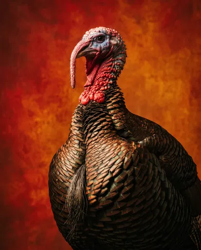 Dramatic Studio Portrait of Bronze Turkey
