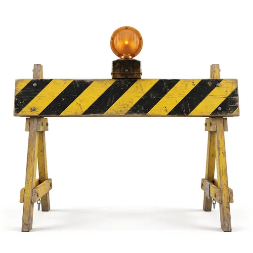 Wooden Hazard Barricade with Amber Light