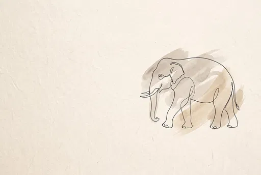 Minimalist Line Art Asian Elephant